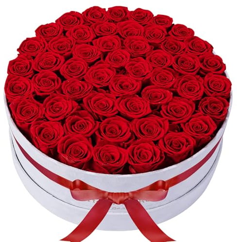 Perfectione Roses 50 Preserved Roses in Velvet Box, Flowers for Delivery
