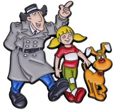 Pins Inspecteur Gadget Dessin Animé des Années 80, Gadget, Sophie et Fido, Épinglette Broche Émaillée pour Vêtements et Sacs, 4,3 x 4,3 cm