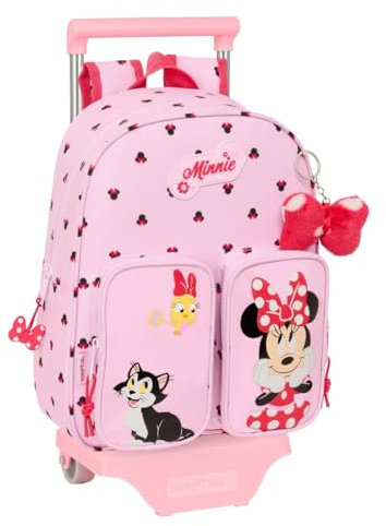 Safta MINNIE MOUSE NAIVE - Children's Backpack with Trolley 705, Ideal for Children of Different Ages, Comfortable and Versatile, Quality and Resistance, 28 x 10 x 34 cm, light pink, M, Casual
