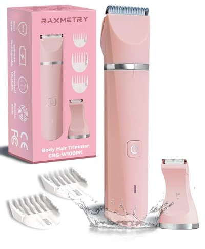 Intimrasierer Für Frauen, Elektrischer Trimmer Damen Intimbereich, Damenrasierer Intimrasierer, Rasierer Damen Intimbereich, Aufladbar,Wasserdicht für nass und trocken, Rosa