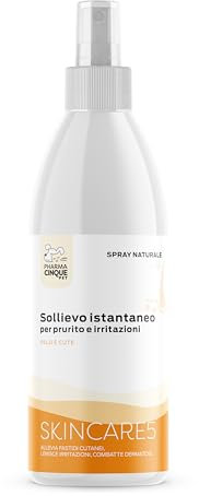 PHARMACINQUEPET SKINCARE5 - Spray Naturale Combatte Le dermatosi, allevia i fastidi cutanei, Calma Le irritazioni, Sollievo e Idratazione per Cani e Gatti, 150ml