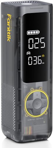 Fanttik X8 APEX Tragbare Elektronische Luftpumpe 11.1V, 10,3BAR / 150PSI Elektrischer Kompressor, Dualer Bildschirm mit LED, für Auto, E-Bike, Motorrad, Ball, 26,3 cm Reifen, Mechanisches Grau