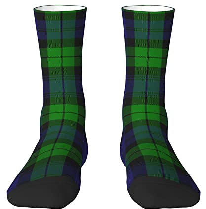 CHJDOFong Campbell Clan Tartan Plaid Black Watch Crew-Socken für Männer und Frauen, Sportsocken, originelle modische, lässige Tube-Socken, Sport- und Kleidersocken
