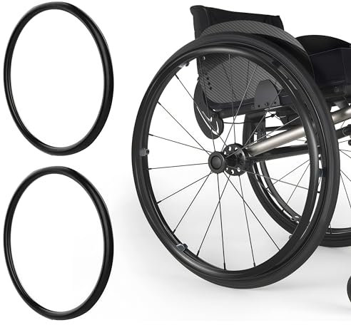 RVUEM 1 Paar Greifreifen Abdeckungen FüR RollstüHle, rutschfeste Gummiabdeckung FüR Das Hinterrad (22/24 Zoll) FüR SportrollstüHle, RollstuhlzubehöR, FüR Besseren Halt Und Traktion,Schwarz,24inch