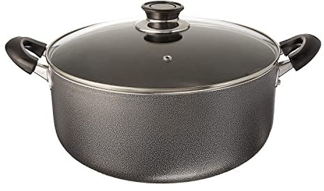 10 Quart Non-Stick Aluminum Sauce Pot with Glass Lid - Large 12 x 12 x 5 Saucepan for Cooking Ideal for Home Chefs and Family Meals and Easy to Clean.