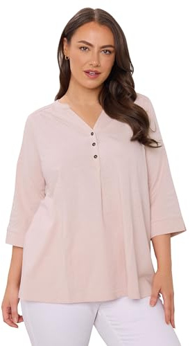 EVANS Curve Abstract Print Pleat Front Henley Top - Women's - Plus Size Curve