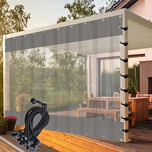 KFDDO Transparente Outdoor PVC Vorhänge 0.6mm Wasserdicht Winddicht Vorhänge mit Ösen Plane Trennvorhang für Draussen Garage, Terrassen Garten, Balkon(2.5x3m/2.5x9.8ft)