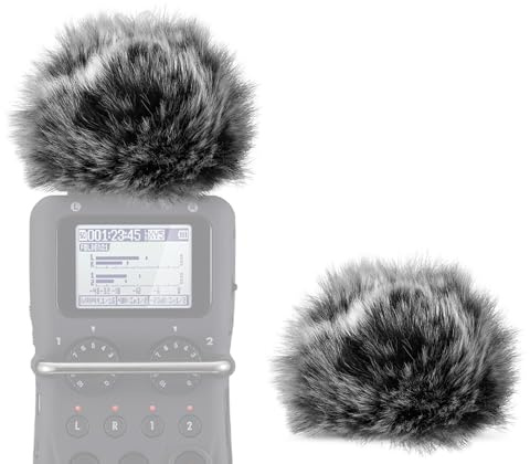 Geekria für Creators – Pelziger Windschutz, kompatibel mit ZOOM H5, H6 Handy Recorder, Mic DeadCat Windschutz, Fluff Cover Windschutz, tragbarer digitaler Recorder (Grau / 2er-Pack)