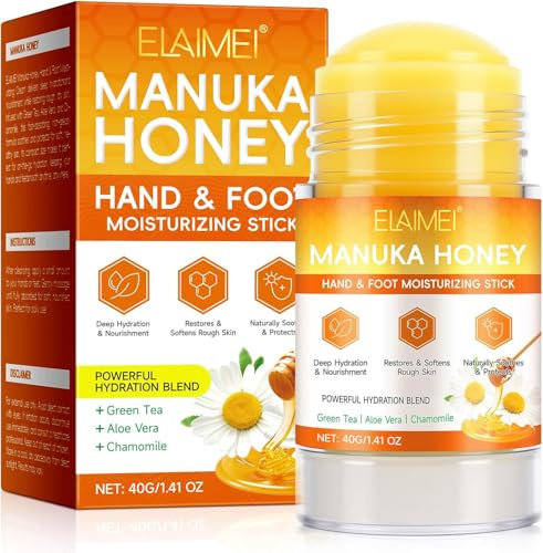 Manuka Honey Foot Cream for Cracked Heels and Dry Skin – Soothing Natural Hand Cream for Dry, Rough Skin – Deep Nourishment for Feet & Hands – Non-Greasy, Fast-Absorbing