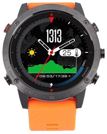 RASTKY Montre Connectée Ronde pour Hommes, écran Tactile, 1.3 Pouces, en Alliage Ti, Sport, avec Rappel de Message, pour Fitness et Plongée