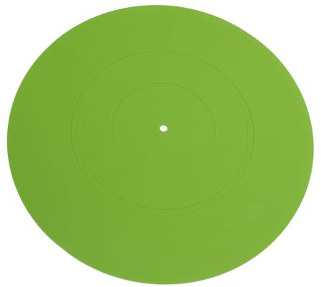 Sorandy Universal Anti Static Rubber Turntable Mat, Round Turntable Platter Slipmat with Non Slip Grooves, Record Player Accessories, Ideal for Reducing Noise & Tighter Bass Quality (Green)