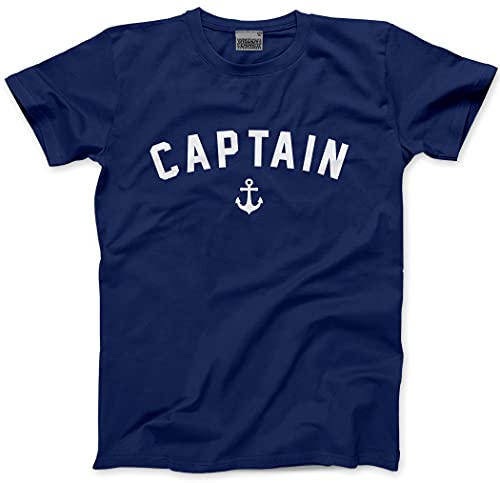 HotScamp Captain - Mens and Youth Unisex T-Shirt - Sailing Boat Owner Sailor Yacht XL Navy