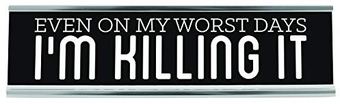 WELLSPRING I'm Killing It Acrylic Desk Sign - Witty and Funny Desk Signs for Office, Perfect Office Gifts for Boss & Co Workers - Modern Office Desk Signs - 8x2 Freestanding Funny Desk Sign