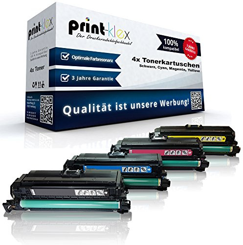 4x Print-Klex Tonerkartuschen kompatibel für HP Color LaserJet CM 3500 Series CM 3530 FS MFP CM 3530 MFP CP 3520 Series CP 3525 CP 3525 DN CP 3525 N Schwarz Blau Rot Gelb - Office Light Serie