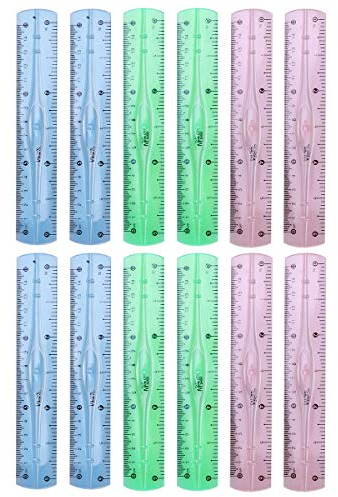 NUOLUX 12 Stücke Flexibles Lineal für Studenten Schule Büro Transparent 15 CM (Zufällige Farbe)