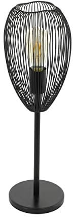EGLO Tischlampe Clevedon, 1 flammige Moderne Tischleuchte, Nachttischleuchte aus Stahl, Farbe: Schwarz, Fassung: E27, inkl. Schalter