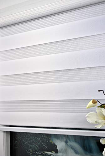 Doppelrollo Duo Rollo Klemmfix ohne Bohren Länge 200 cm (weiß, 80)