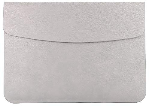 HotYou Laptop Hülle - PU Leder Tasche Schutzhülle Lederhülle Wallet Case Leather Sleeve Aktentasche mit Karten-Slot für Apple MacBook Air/MacBook Pro,Grau,MacBook 12 Zoll