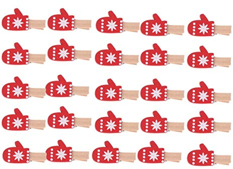 Amosfun 25 stücke Mini holzklammern weihnachtshandschuhe Dekoration Clips wäscheklammern Weihnachten Foto büroklammern Weihnachtsfeier bevorzugt liefert