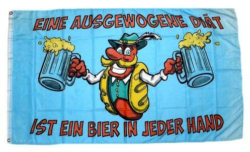 Fahne/Flagge Bier eine augewogene Diät 90 x 150 cm