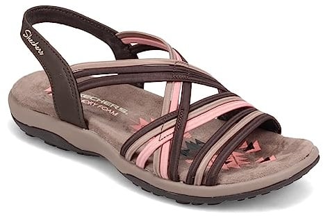 Skechers Reggae Slim Simply Stretch Damen-Schuhe, Schokolade Multi, 39 EU