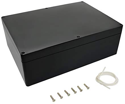 LeMotech Project Box Elektrische Anschlussdose aus ABS-Kunststoff, IP65, wasserdicht, staubdicht, für Außenbereich, Elektronik, Schwarz, 290 x 210 x 100 mm