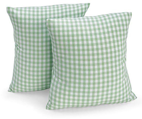 FILU Kissenbezug 40 x 40 cm 2er Pack (Farbe wählbar) Mint/Weiß kariert - Kissenhülle, Kissen, Sofakissen, Dekokissen, Sitzkissen, 100% Baumwolle, Deko für jeden Raum, Garten und Terrasse