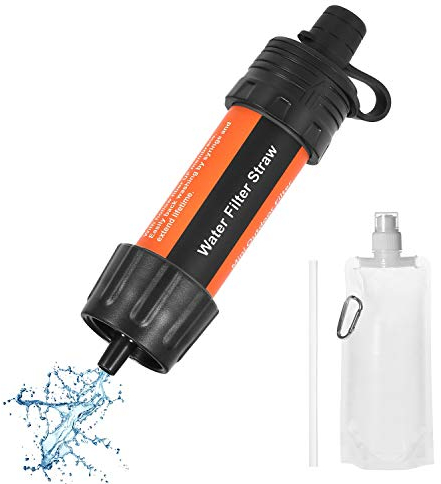 Lixada Filtre à Eau Extérieur Système de Filtration de Eau de Paille Purificateur Eau pour la Préparation aux Urgences Camping Voyage Randonnée