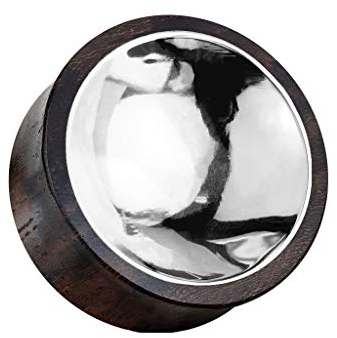 beyoutifulthings Ohr-Plug Sono Holz Silber Zentrum beidseitig Ohr-Piercing Ohr-Schmuck Tunnel Sattel-Verschluss 22mm