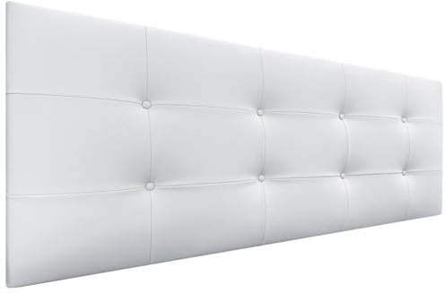DHOME Gepolstertes Bett-Kopfteil 8cm dick. ACUALINE Stoff und Kunstleder. Weiß, 160cm (Betten 150/160)