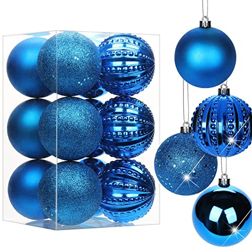 8CM Weihnachtsdeko Weihnachtskugeln, 12 Stücke Bruchsiche Christbaumkugeln Ornamente Weihnachtsbaumschmuck für Weihnachtsbaum Christbaumkugeln Weihnachtsdekoration Kugeln