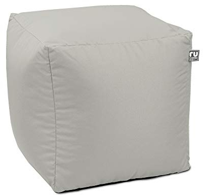 rucomfy Water Resistant Adult Cube Beanbag Pouffe Footstool - Platinum Grey | Versatile Footstool Cube - Living Room Furniture - Leg Rest Extra Seating - Pre-Filled - Durable & Comfortable - 38x38cm