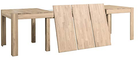 Nordic Story Ausziehbarer Esstisch, XL, 160-280 cm, aus massivem Eichenholz, ideal für Küche, Wohnzimmer, Möbel im nordischen rustikalen Stil, Farbe Eiche gebleicht