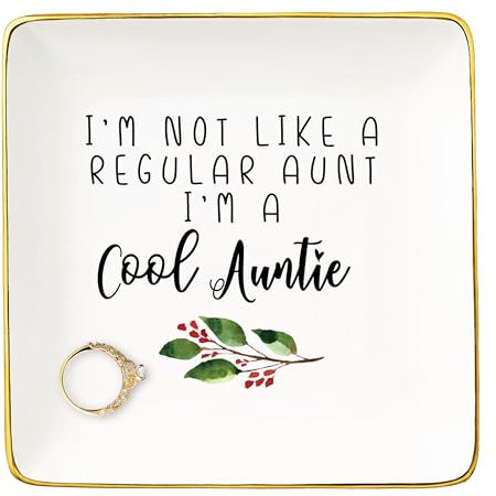 Topthink I Am Not Like a Regular Aunt I Am A Cool Auntie – Cadeau amusant pour anniversaire de mariage, anniversaire, fête des mères, Noël pour tante – Porte-bijoux en céramique pour tante