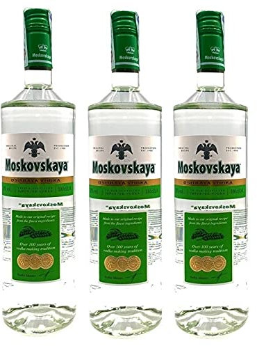 3 Bottiglie Vodka -MOSKOVSKAYA- 38% 1 Litro