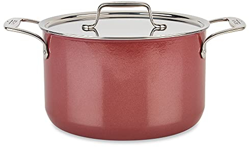 All-Clad FUSIONTEC Natural Ceramic with Steel Core Soup Pot with Lid, 7 Quart, Rose Quartz