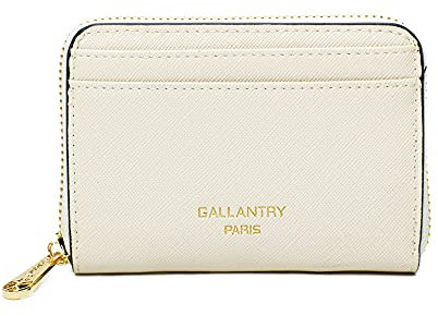 Petit Portefeuille Femme en Format Court - Porte-Monnaie Carte Tout-en-Un Similicuir Zippé - Chic Léger - Beige