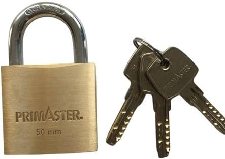 Primaster Vorhängeschloss Messing 80 mm inkl. 3 Schlüssel Vorhängeschlösser