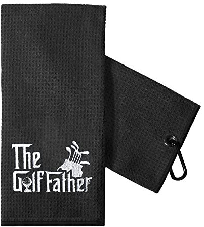TOUNER Lustiges Golf-Handtuch Geschenk für Vater, lustiges Golf-Handtuch für Männer, Ruhestandsgeschenke für Männer, Golfer, bestickte Golf-Handtücher für Golftaschen mit Clip (Der Golfvater)