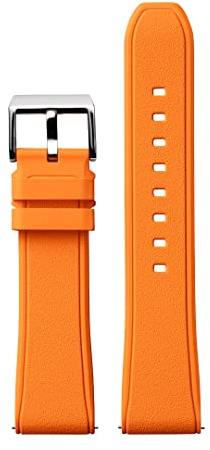 Stailer Uhrenarmband 22mm orange, aus hypoallergenes Fluorelastomer, Ersatzarmband in 22 mm, Rubber Armband mit Edelstahl Metall Schließe für Herren und Damen