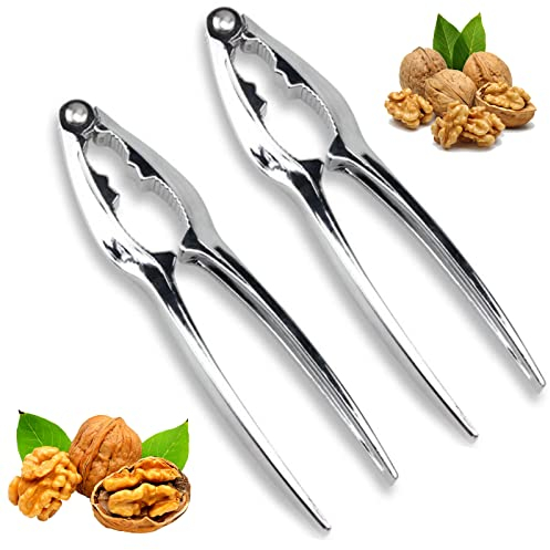 HELOVGE Nussknacker, 2 Stück Nutcracker, Walnussknacker, Haselnussknacker, Edelstahl Walnussknacker,Nussknacker Walnüsse, für Meeresfrüchte Shell Haselnuss Walnuss, Nüsse.