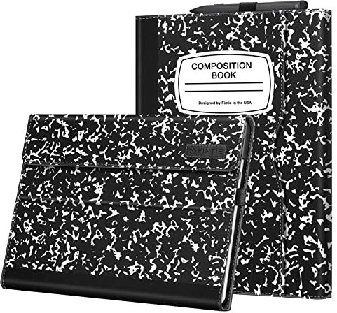 FINTIE Case Compatible with Microsoft Surface Pro 9 (2022 Release) 13 Inch - Multiple Angle Viewing Cover with Pocket & Stylus Holder, Composition Book