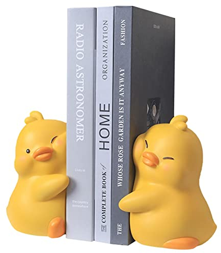 Jomewory Buchstützen Enten, Cartoon Ente Bücherregal Stopper, Enten Umarmen Bücherregal Stopper, Niedlicher Cartoon Buchhalter aus Kunstharz Für Das Wohnzimmer