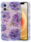 EYZUTAK Hülle für iPhone 11,Retro Ölgemälde Blume Handyhülle Laser Glänzendes Lockiges Wellen Rahmenform Weich TPU Case Stilvolle Langlebig Anti-Kratzen Stoßfeste Schutzhülle-Lila