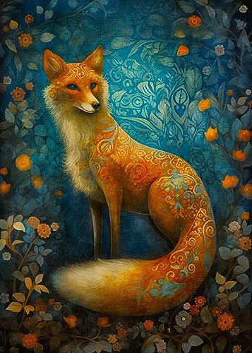 Magical Fox Art Birthday Card - Large A5