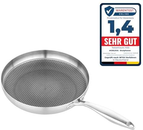 Morleos Poêle à frire en céramique Ø 24cm | nid d'abeille résistante aux rayures | 5 couches - 3mm - 1,00 kg | pour induction | Antiadhésive | Sans PTFE - non toxique