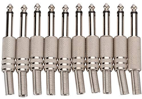 Peowuieu Prise D'Amplificateur Mono 6.35Mm 1/4 Pouces Mâle Mono Jack Mono Connecteur de Câble Audio Prise Microphone Connecteurs Audio 10 PièCes