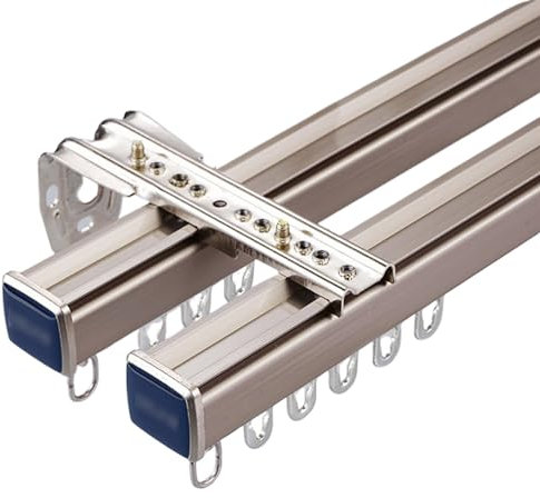 Aluminium-Deckenvorhangschiene, Raumteiler Schienensystem Deluxe-Vorhangschiene Für Balkon/Terrasse, Decken- Oder Wandmontage-Gardinenstange(Color:A-Wall,Size:Double-3m(1.5m*2))