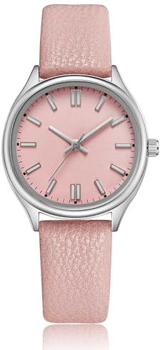 CIVO Damen Uhr Analog Klassisch Quarz Damen Armbanduhr Lederarmband Rosa Minimalistische Elegante Lässig Wasserdicht Geschenke Uhren fur Damen Frauen Leuchtend