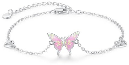 CUOKA MIRACLE Schmetterling Armband 925 Sterling Silber Opal Armband für Damen Schmetterling Schmuck für Mädchen (Rosa)